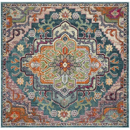 Safavieh 3 x 3 ft. Crystal Transitional Square Power Loomed Rug Teal & Rose CRS501T-3SQ